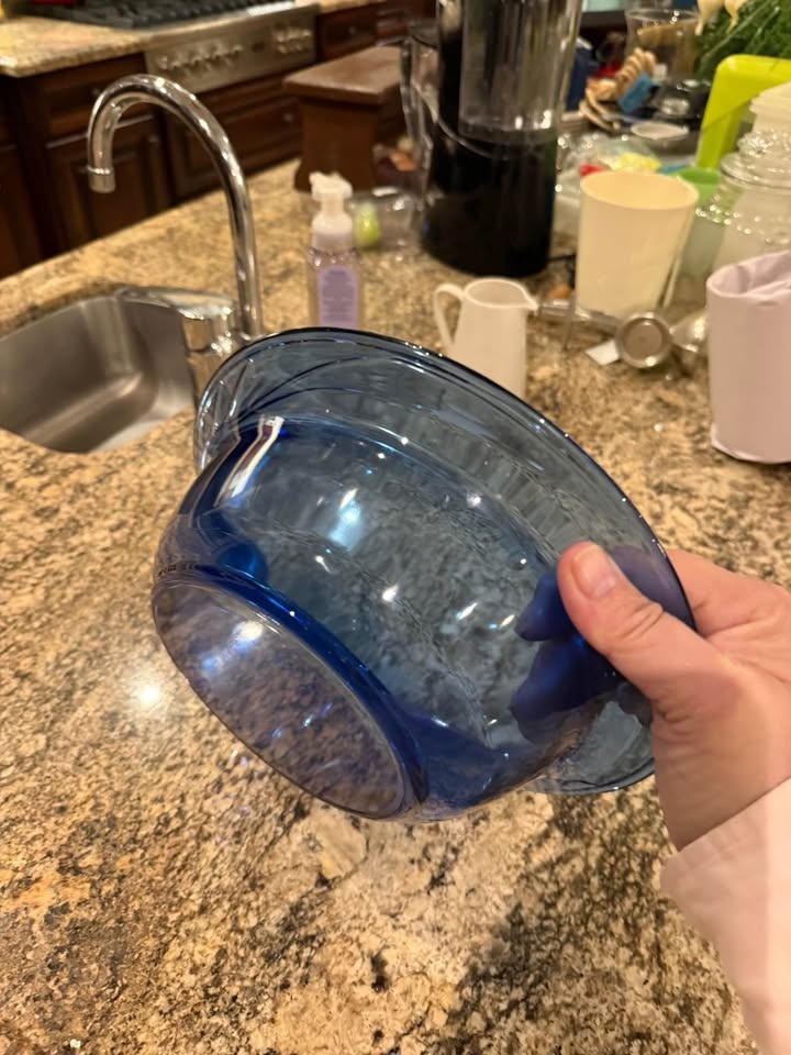 Large Oval Blue Glass Bowl - photo 2