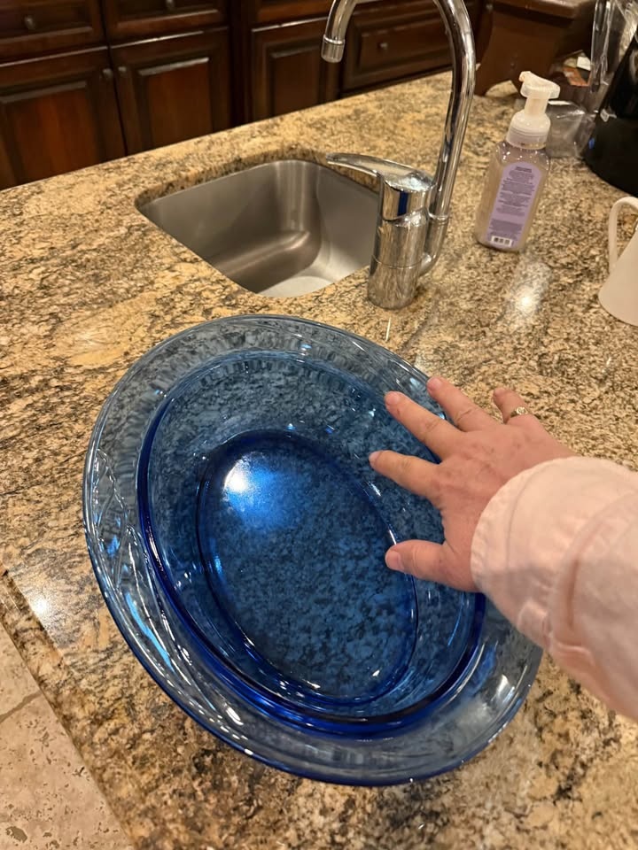 Large Oval Blue Glass Bowl - photo 3