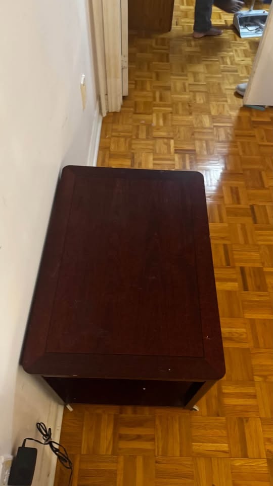 Dark Wood Side Table with Wheels - photo 3