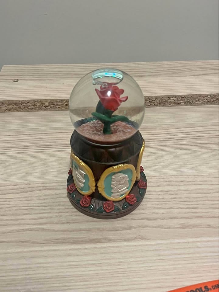 Disney Parks Beauty and The Beast Rose Musical Snow Globe