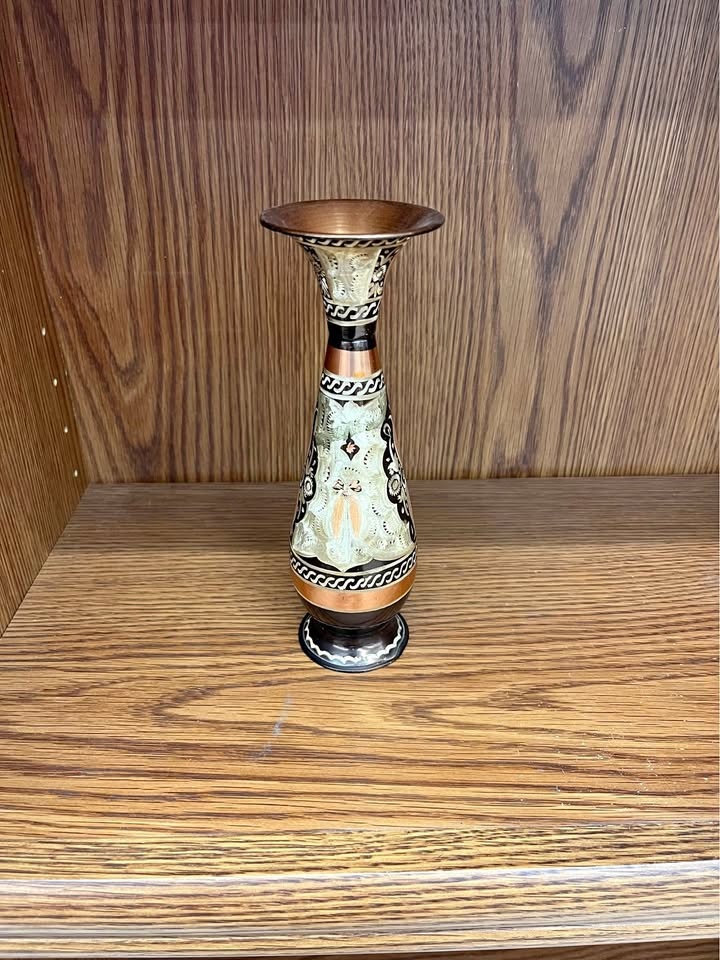 Vintage Handcrafted Copper Engraved Vase
