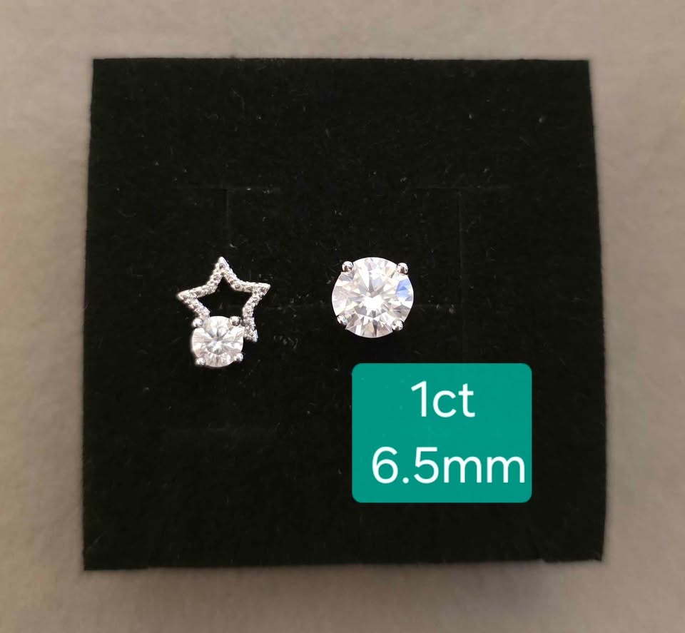 New Moissanite Silver Star Stud Earrings (9H1F) - photo 4