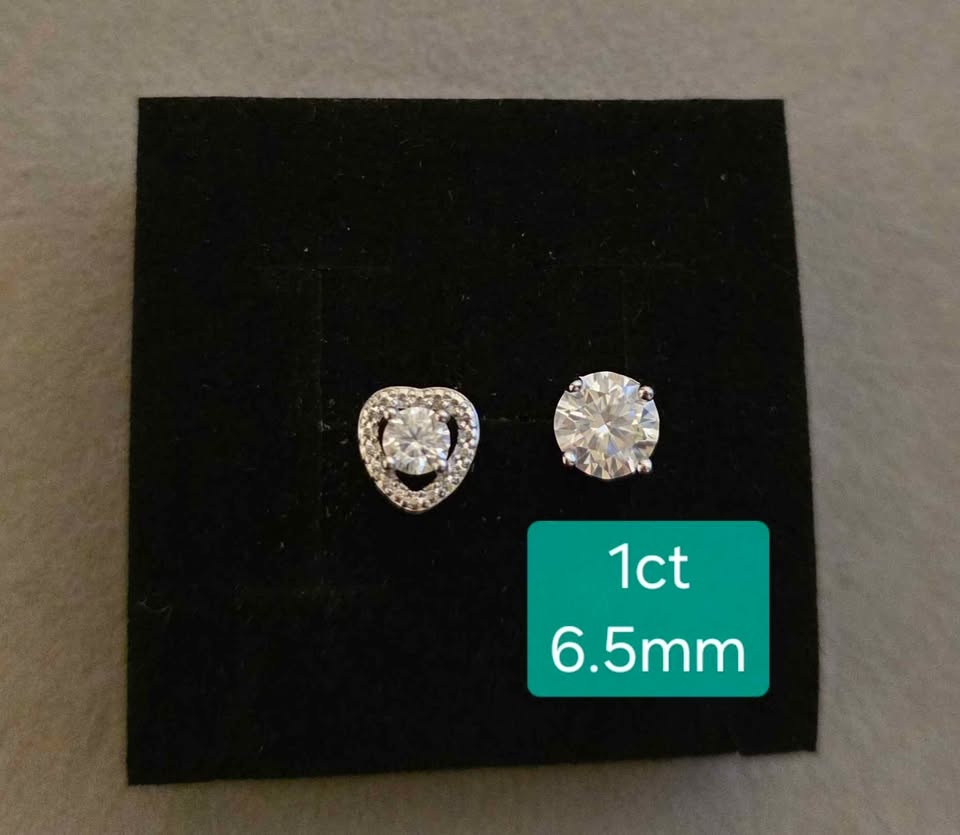 New Moissanite Silver Heart Stud Earrings (9H1F) - photo 3