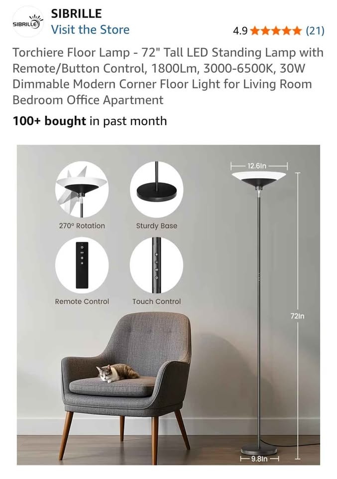 LED Floor lamp + remote - photo 2