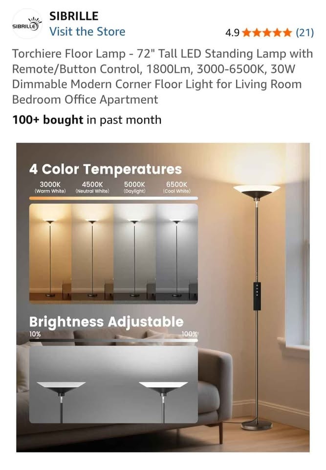LED Floor lamp + remote - photo 3
