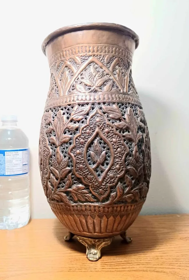Persian Antique Copper Repousse Vase