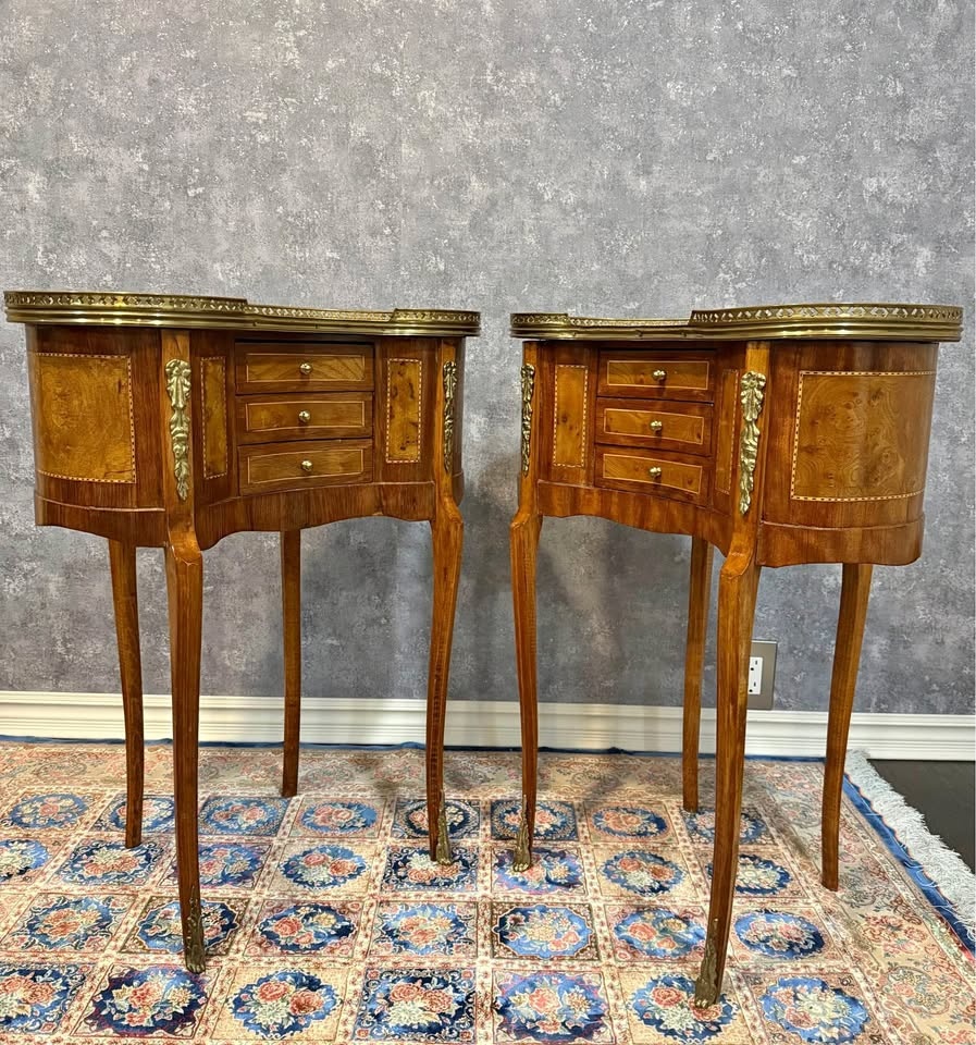 Pair of Early 20th Century French Louis XVI Style Demilune Side