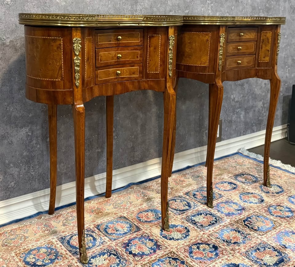 Pair of Early 20th Century French Louis XVI Style Demilune Side - photo 4