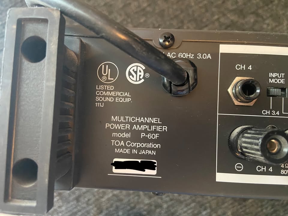TOA P-60F Multichannel Power Amplifier - photo 3