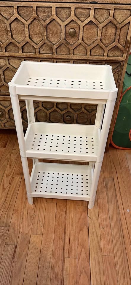 White 3-Tier Plastic Storage Cart Shelf