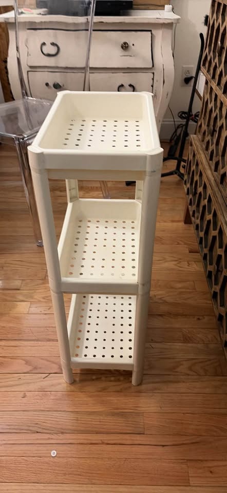 White 3-Tier Plastic Storage Cart Shelf - photo 2
