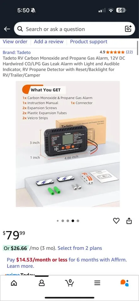RV Carbon Monoxide and Propane Gas Alarm image indicator(7)