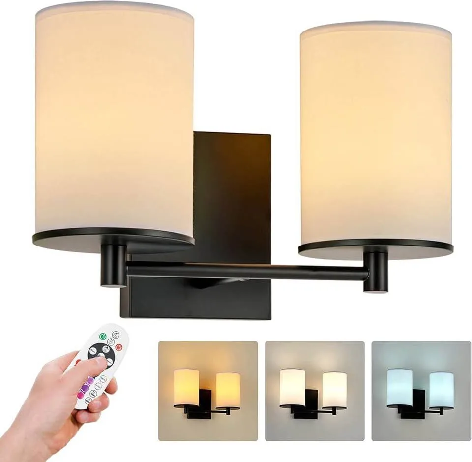 2 Scone Lighting Fixture, Rechargeable Battery Operated, Black thumbnail