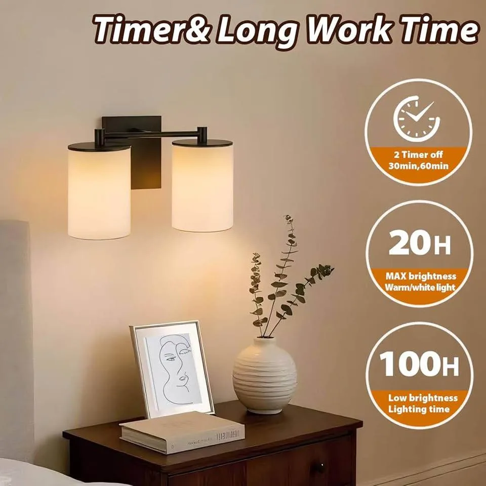 Dual Light Fixture, Rechargeable Battery Operated, Black image indicator(3)