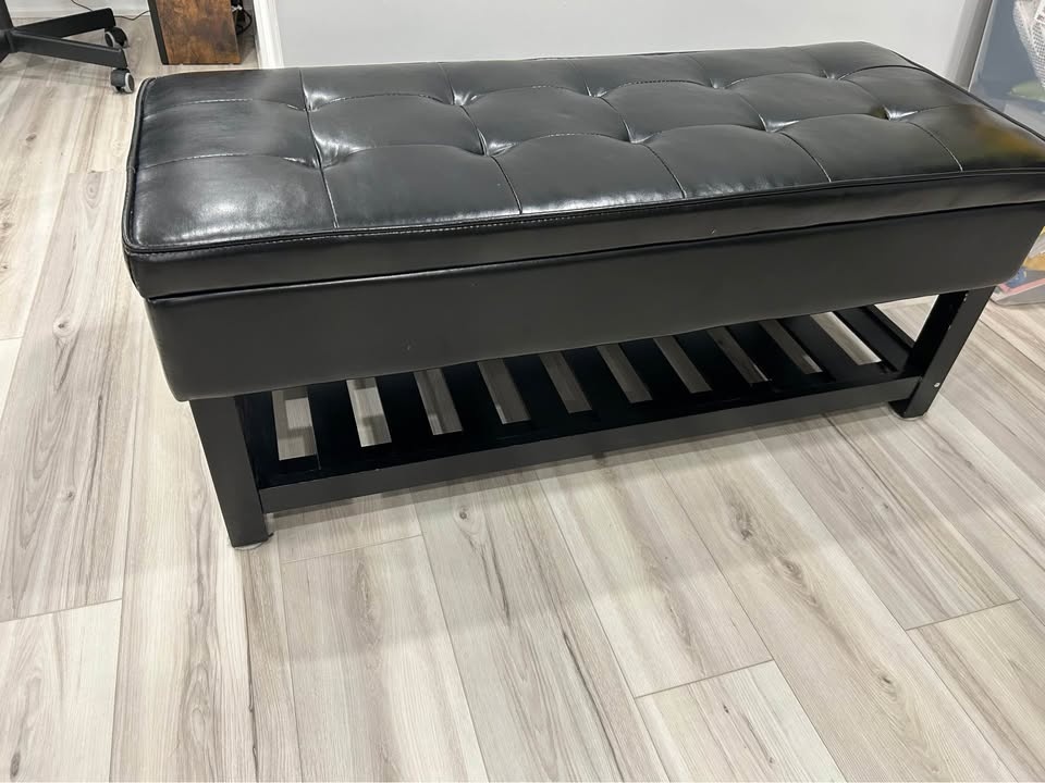 Black Entryway Bench with Storage - photo 2