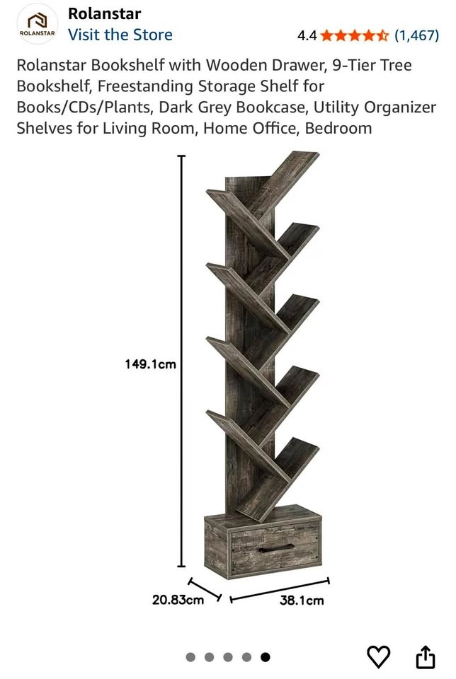 9-Tier Tree Bookshelf (Grey)