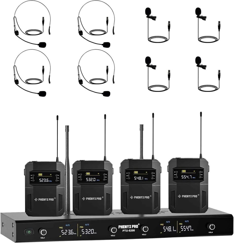 Phenyx Pro 4-Channel Wireless Mic System (PTU-5200-4B)