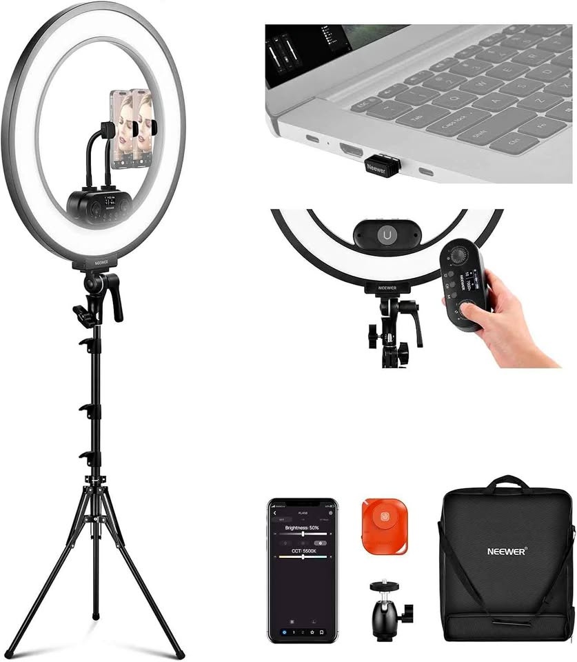 NEEWER 18" Edge Lit Ring Light w/ Tripod (RL45B)