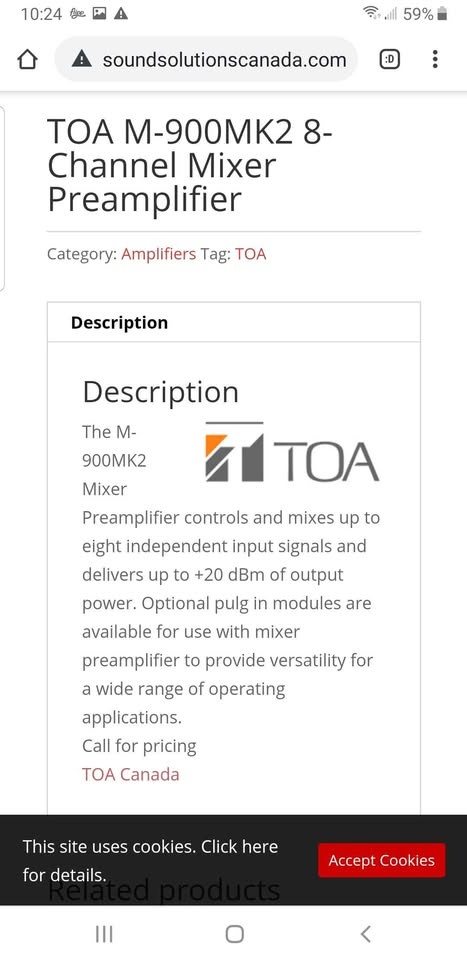 TOA M 900MK2 8 Channel Mixer Preamplifier - Brand New - photo 2