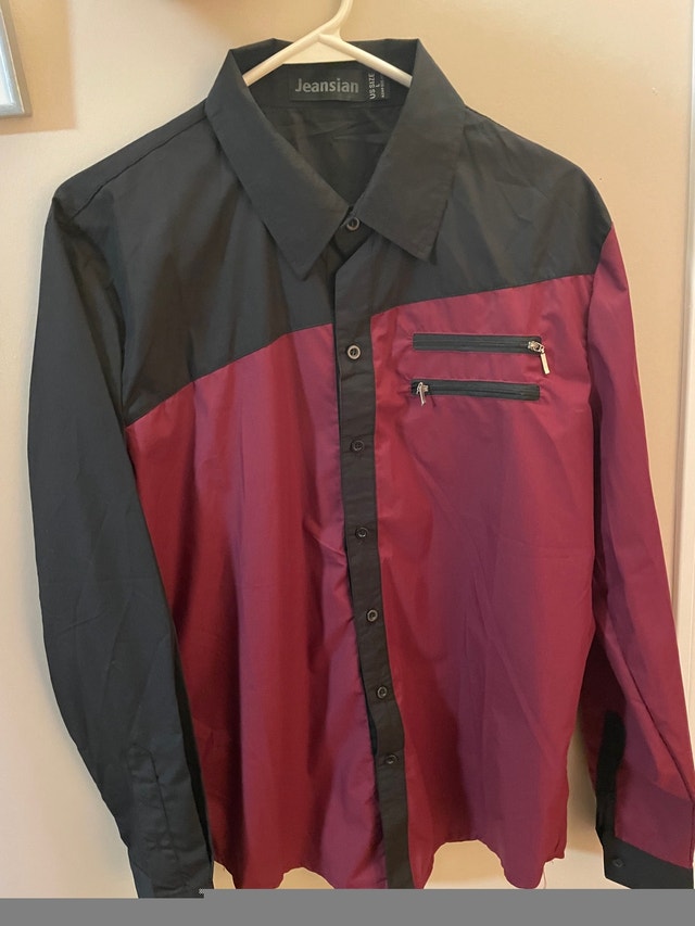 Red and black Men's buttoned shirt for sale, excellent condition - photo 2