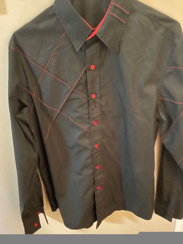 Men's Black and Red Buttoned Shirt - photo 3