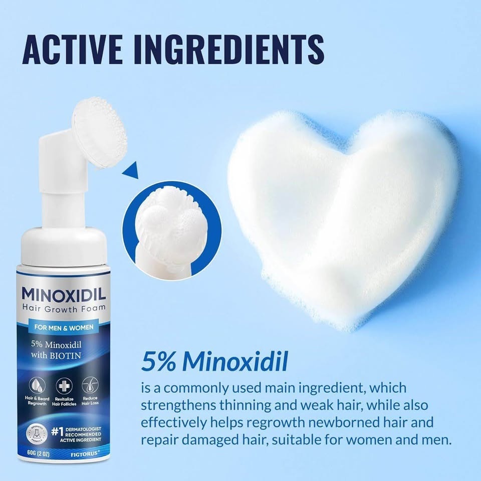 FIGTORUS Minoxidil Hair Growth Foam 5% Biotin 3 Bottles - photo 2