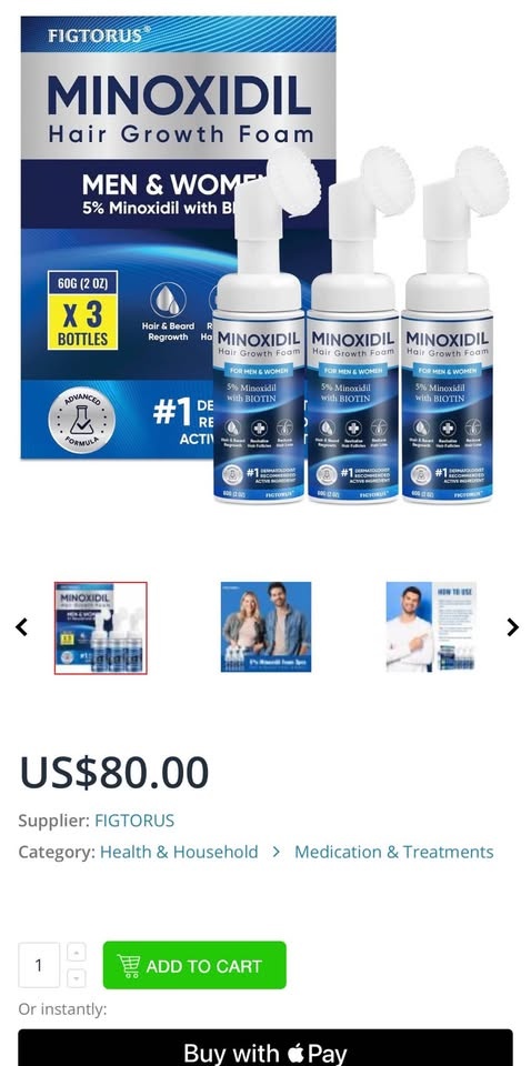 FIGTORUS Minoxidil Hair Growth Foam 5% Biotin 3 Bottles - photo 5