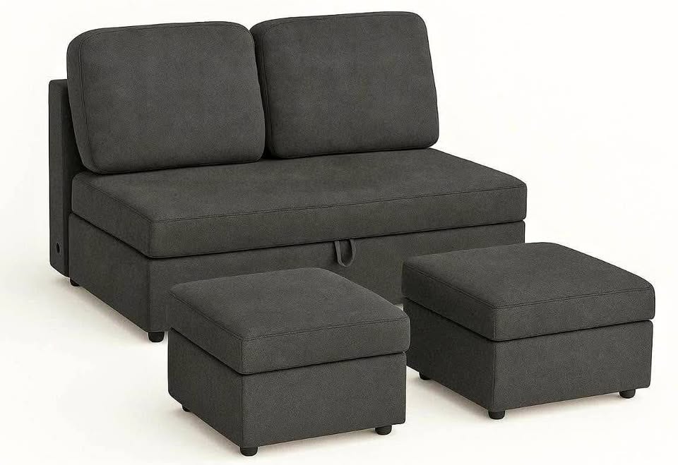 Convertible Storage Sofa w/ 2 Ottomans -New