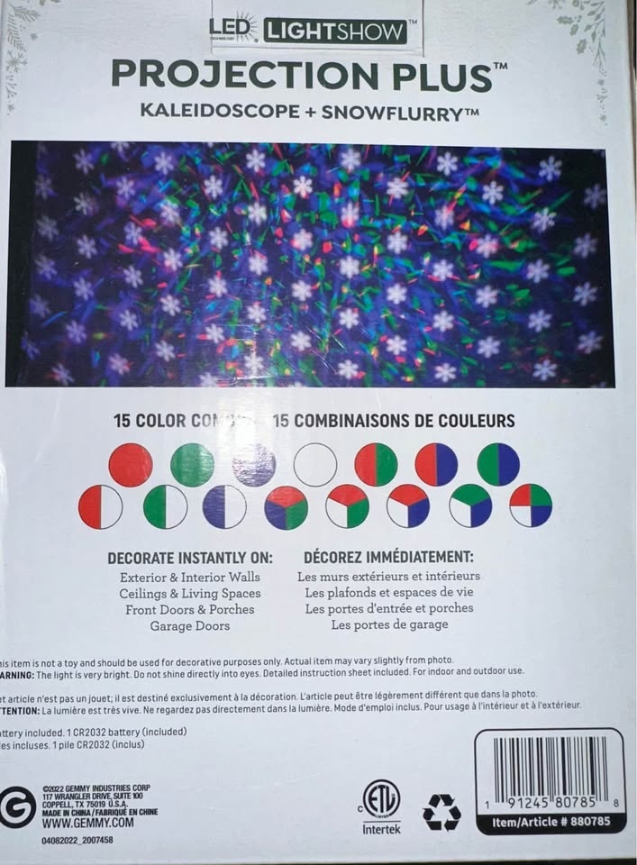 BNIB Holiday Projection Plus Kaleidoscope + SnowFlurry w/ Remote - photo 2