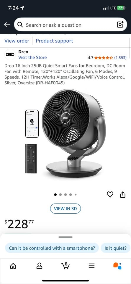 DREO Oscillating Smart Fan with Remote — Moving Sale - photo 2