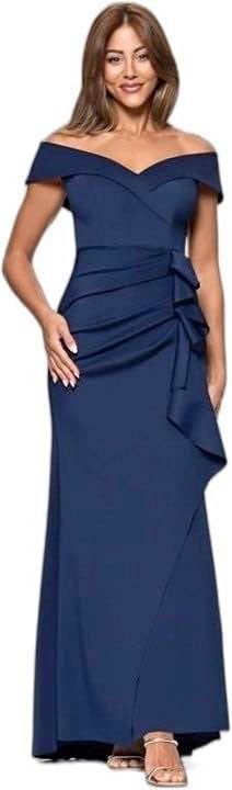 Xscape Womens Long Off Shoulder Sweetheart Gown