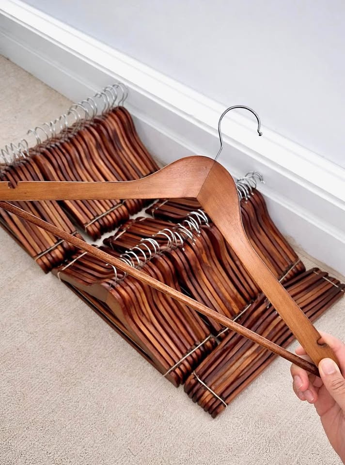 70 Solid Wood Clothes Hangers – Closet Bundle