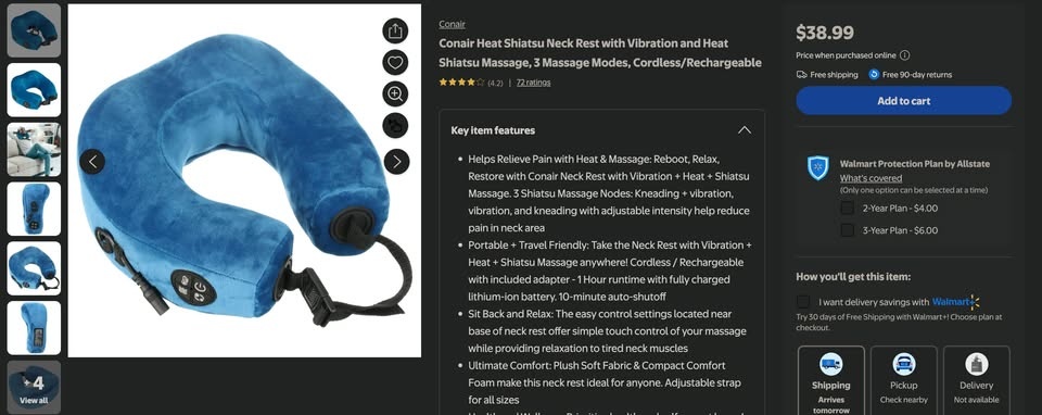 Conair Heat Shiatsu Neck Rest with Vibration & Heat - photo 2