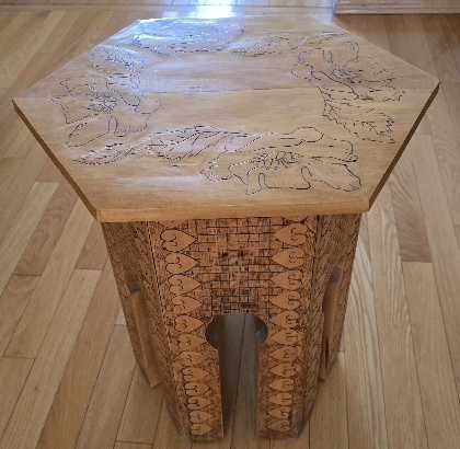Small Keyhole Hexagonal Table