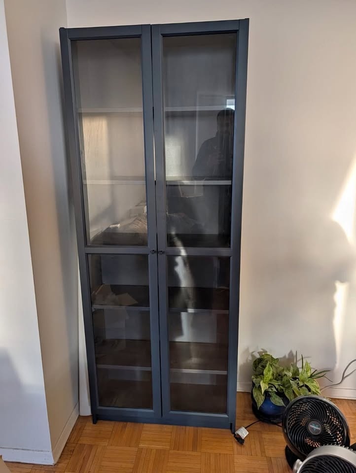 IKEA BILLY Bookcase with Glass Doors — Moving Sale