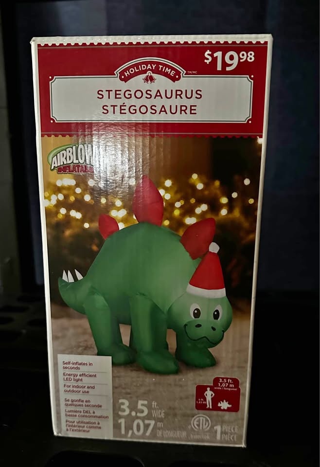Airblown Inflatable Stegosaurus Christmas Decor 3.5 ft