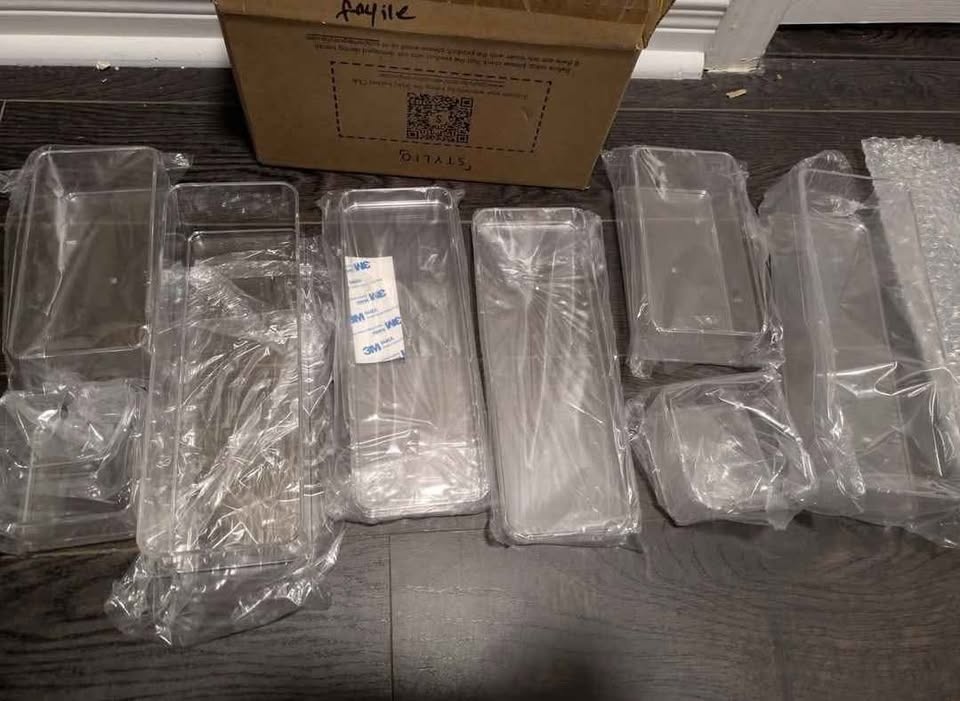 Brand New 8pc Clear Acrylic Makeup & Bathroom Organizer Set - photo 2