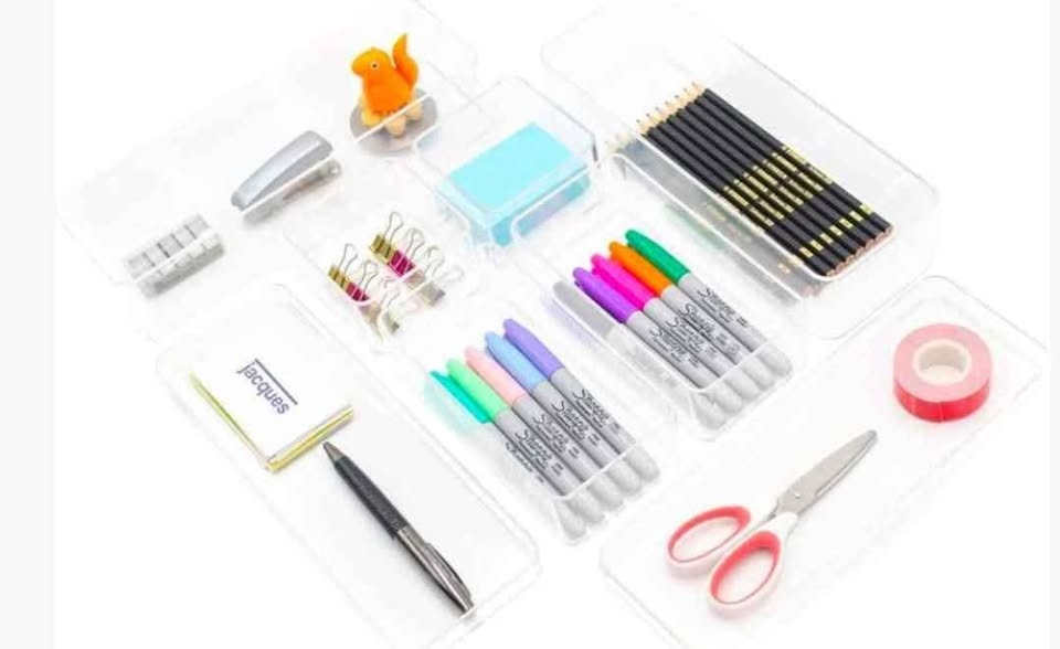 Brand New 8pc Clear Acrylic Makeup & Bathroom Organizer Set - photo 4