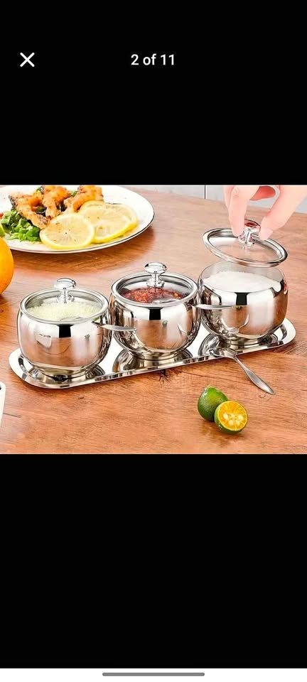 Brand new stainless steel durable seasoning set with glass lid a