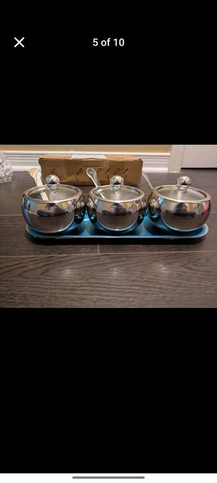 Brand new stainless steel durable seasoning set with glass lid a - photo 2