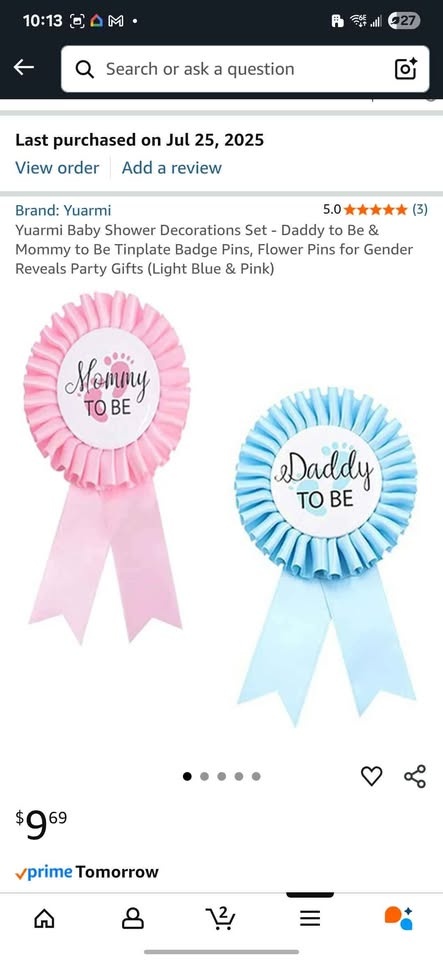 Gender Reveal Party Mommy to Be Daddy to Be Badges