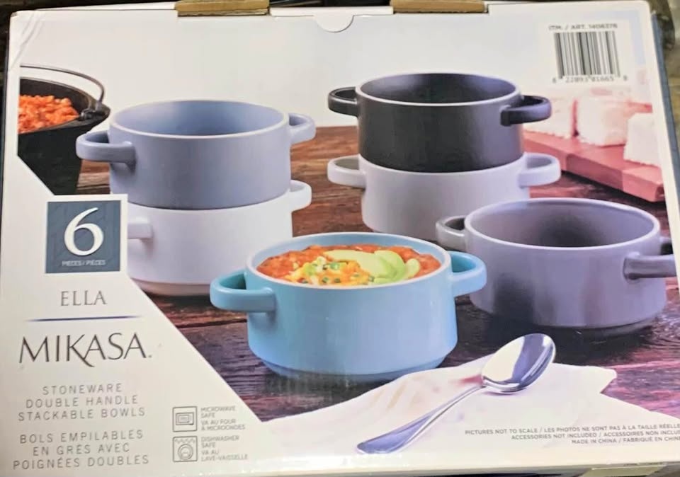 Mikasa Stoneware Double Handle Stackable Bowls (MUST GO)