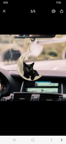 Black Cat Hanging Moon Ornament Decor - photo 5