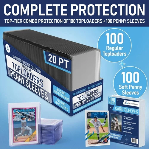 100x 3x4 Rigid Card Top Loaders & Penny Sleeves