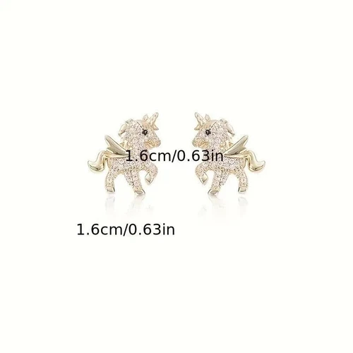 Unicorn Stud Earrings Crystal Fashion Earrings for Women Girl Ea - photo 4