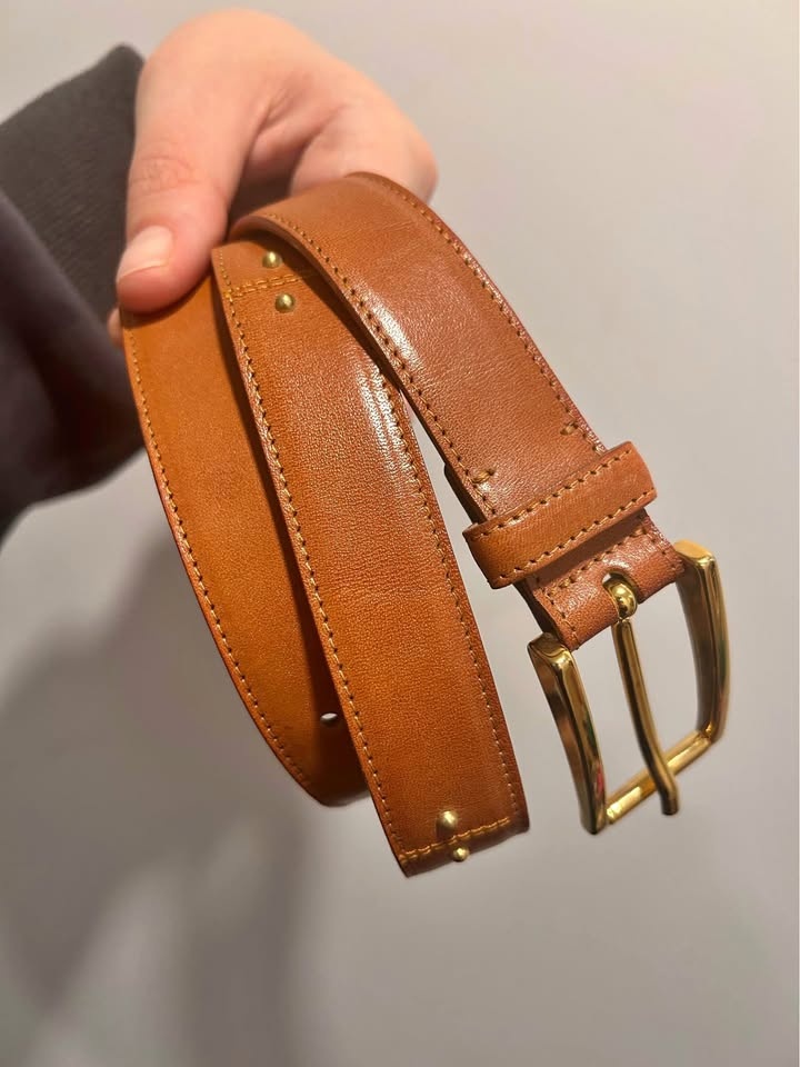 Saks Fifth Avenue Leather Belt with Gold Rivets