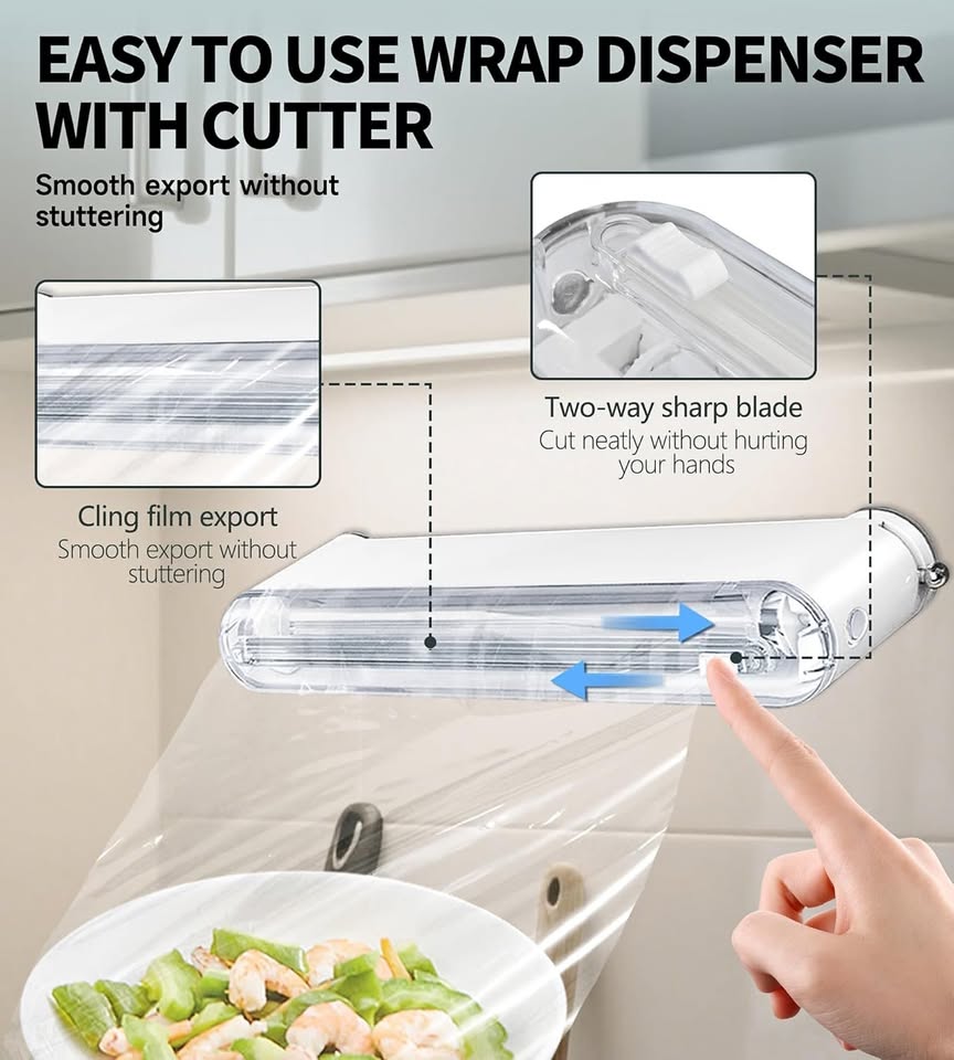 New~Cling Wrap/Foil Dispenser W Slide Cutter