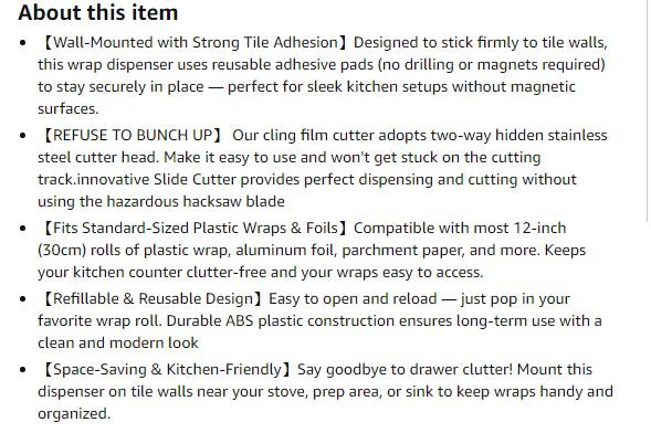 New~Cling Wrap/Foil Dispenser W Slide Cutter - photo 4