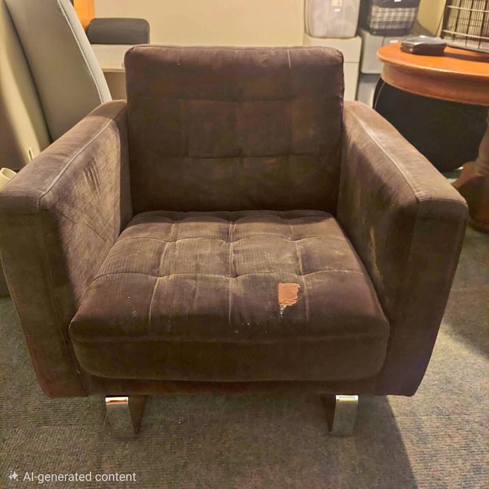 Retro Room & Board Style Overstuffed Brown Suede Chair