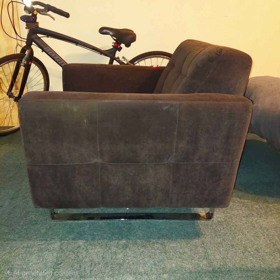 Retro Room & Board Style Overstuffed Brown Suede Chair - photo 2